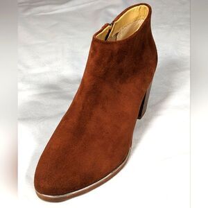 New Ted Baker London Hiara Tan Suede Leather Bootie 3" Heel Size 37.5/Size 7